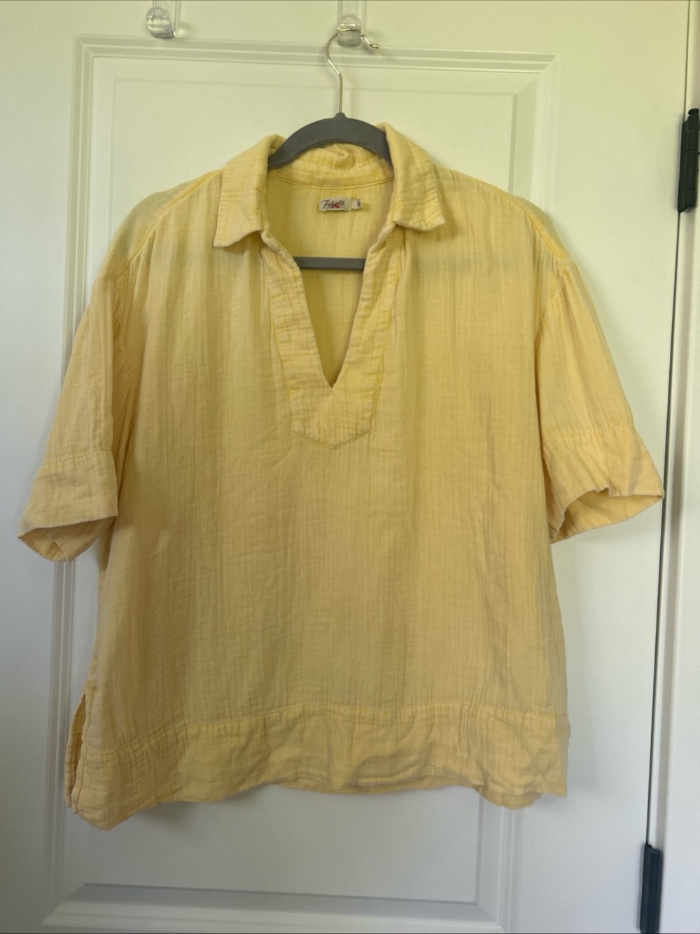 FAHERTY size S Dream Organic Cotton Gauze Popover Top Shirt Sahara Sun